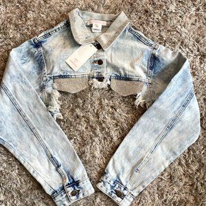 Acid Washed Cropped Denim Jacket